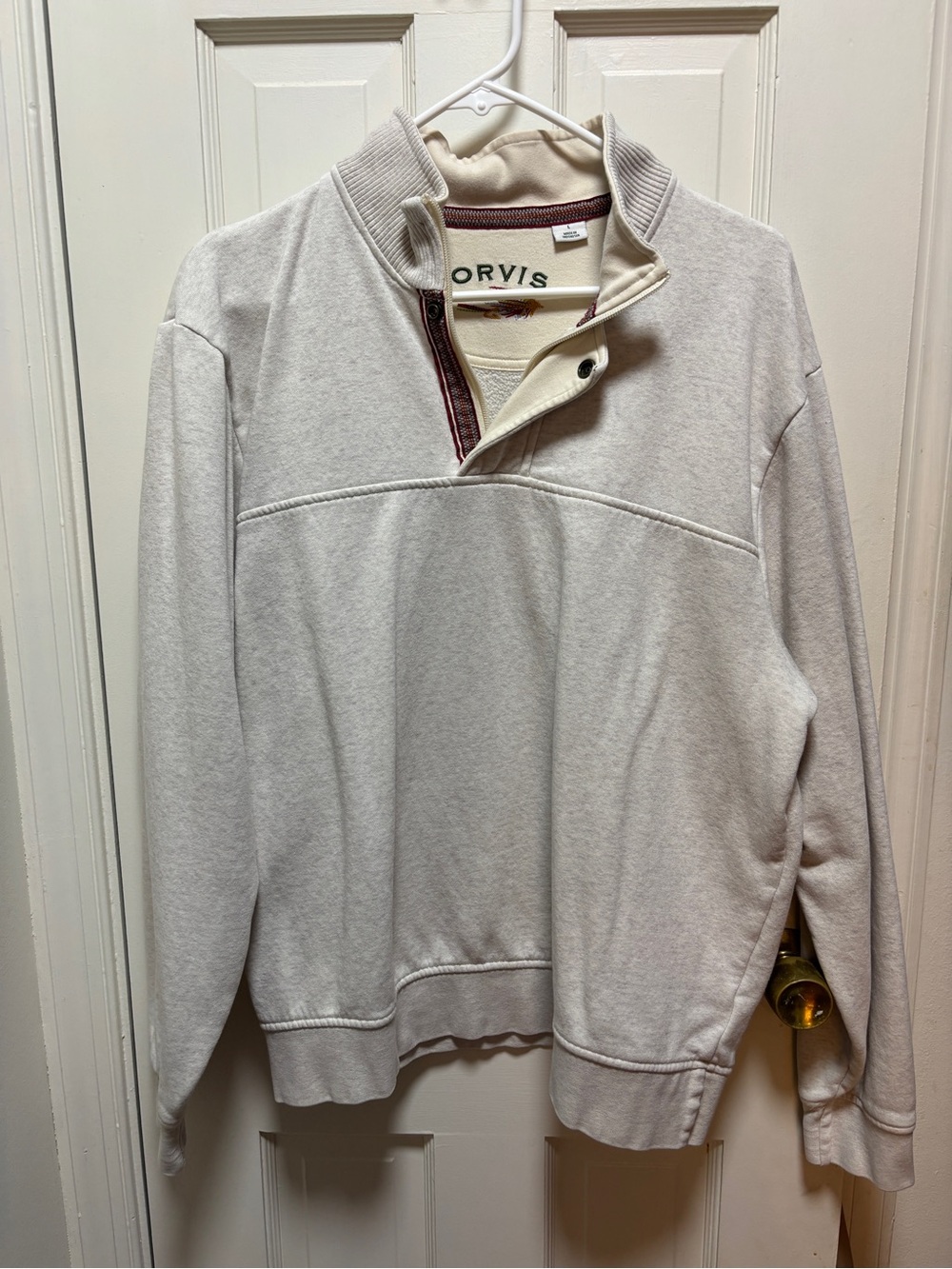 Orvis Unisex Cream Quarter-Zip Pullover Sweater